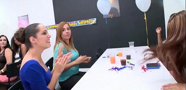  Bachelorettes slobbering on stripper dick at a CFNM party